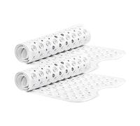 Yorkshire Bedding Shower Bath Mat Non Slip 2 Pack - 100x40cm Extra Long Bathtub Mat with 200 Strong Suction Cups Grip and Drain Holes - Soft Bathroom Mats Machine Washable (White)