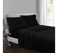 Yorkshire Bedding Single Bed Flat Sheet 100% Egyptian Cotton 200 Thread Count Hotel Quality Black Bed Sheets (175 cm x 275 cm)