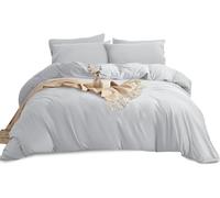 Yorkshire Bedding Single Duvet Cover Set - Soft & Breathable Brushed Microfibre Plain Duvet Cover with Pillow case - Button Closure Quilt Cover Bed Set - Silver