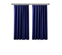 Yorkshire Bedding Thermal Blackout Curtain 46 x 54 Noise Reducing Tape Top Insulated, Sunlight Blocker, Dark and Plain Navy Curtains for Bedroom Decor + 2 Tie Backs (117 x 137 cm)