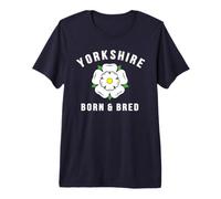 Yorkshire Born and bred Proud Yorkshire White Rose Premium T-Shirt