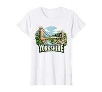 Yorkshire Clifton Suspension Bridge Bristol Landscape Value Graphic T-Shirt, Women, White, M