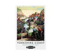 Yorkshire Coast British Railways Vintage Canvas Poster Bedroom Decor Landscape Office Room Decor Gift 12x18inch(30x45cm)