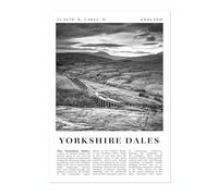 Yorkshire Dales - England England Travel Poster, Black And White Photographic City Destination Print, Britain Picture, Living Room Decor, Archival Matte, A5 (Print Only) - 21x14.8cm