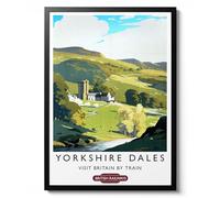 Yorkshire Dales Print, British Railways Poster, Vintage UK Wall Art, Framed Retro Decor, Gift Idea, Archival Matte, A2 (Framed) - 59.4x42cm