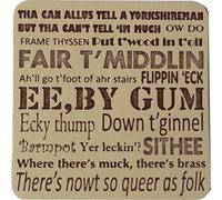 Yorkshire Dialect Recycled Leather Coaster. Pack of 4