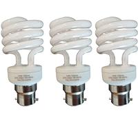 Yorkshire Discounts BC B22 CFL Full Spiral - Energy Saving Light Bulbs - 14W = 70 Watt - (Pack of 3) - 2700k Warm White Light Bulbs Large Bayonet [Energy Class A]
