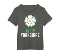 Yorkshire Flag Idea for Women & Ay Up Yorkshire Saying T-Shirt, Women's Plus, Asphalt Grey, 2X