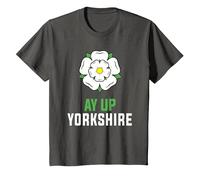 Yorkshire Flag Idea for Women & Ay Up Yorkshire Saying T-Shirt, Youth, Asphalt Grey, Medium