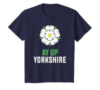 Yorkshire Flag Idea for Women & Ay Up Yorkshire Saying T-Shirt, Youth, Navy Blue, X-Small