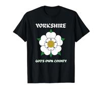 Yorkshire God's Own County White Rose Design Value Graphic T-Shirt, Men, Black, L