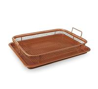 Yorkshire Homeware 2-in-1 Copper Crisper Tray | Non-Stick Oven Baking Tray with Elevated Mesh Crisping Grill Basket | Stainless Steel Ceramic Coated Nonstick Copper Basket | Air Fryer Pan Basket