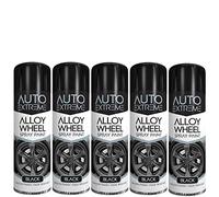 YORKSHIRE HOMEWARE 300ml Black Alloy Wheel Spray Paint Can Restorer All Auto Car Bike Vehicle Wheel Paint Fade Resistant & Smooth Finish (Pack Of 5)