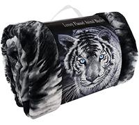 Yorkshire Homeware 3D Animal Design Luxurious Super Soft Warm and Cosy Throws Faux Fur Fleece Sofa and Bed Blankets By (King 200 x 240 CMS, 3D Black White Tiger)