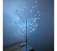 YORKSHIRE HOMEWARE 48 LED Twig Tree With Lights | Indoor Christmas Decorations | Home Pre-Lit Jewelled Lighting Decoration Ornament | Festive Decor Tree Lights for Wedding Party (Silver)