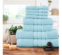 YORKSHIRE HOMEWARE 8 Piece Manhattan Bath Towels Bale Gift Set Pack 100% Cotton 400 GSM Thread Count Absorbent Premium Quality (Duck Egg)
