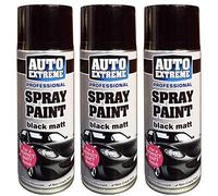 YORKSHIRE HOMEWARE All Purpose Spray Paint Can Black Matt Finish Aerosol Interior Exterior Fast Dry Excellent Coverage Adhesion Wood Metal Art & Craft - Auto Extreme Black Matt - 400ML (Pack Of 3)