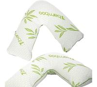 YORKSHIRE HOMEWARE Luxury Bamboo V Shape Pillow with Breathable Bamboo Cover - Memory Foam V Pillow for Orthopedic Neck Support, Nursing, Maternity & Pregnancy.
