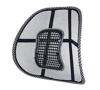 YORKSHIRE HOMEWARE Universal Lumbar Back Support Cushion Pads, Mesh Cushion Backrest for Office, Home, Car Seat, Portable, Breathable Work Chair Rest With Massage Beads for Lower Body Pain Relief