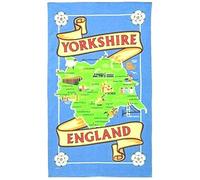 Yorkshire Map Tea Towel Souvenir Gift County Whitby Abbey Dales York White Rose