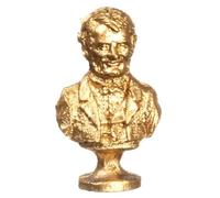 Yorkshire Miniatures, Abraham Lincoln Bust, Dolls House Miniature, Fireplace Mantel Accessory, Gold, Metal, 26mm Height, 1:12 Scale
