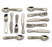 Yorkshire Miniatures Detailed Silver Cutlery Set, Dolls House Miniature, Miniatures, Dining