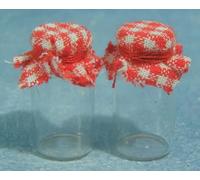 Yorkshire Miniatures Glass Jam Jars, Dolls House Miniature Kitchen Accessory, 1/12 Scale, Set of 2