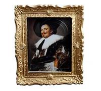 Yorkshire Miniatures Laughing Cavalier Picture, Ornate Golden Frame, Dolls House Miniature Decor, 75mm x 62mm x 10mm, 1:12 Scale
