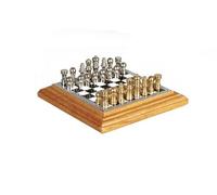 Yorkshire Miniatures Oak Chess Board and Pieces, Dolls House Miniature, 1.12 Scale