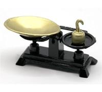 Yorkshire Miniatures Weighing Scales, Black & Gold, 1:12 Scale, Dolls House Miniature Kitchen Accessory