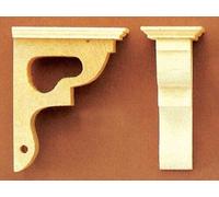 Yorkshire Miniatures Wooden Brackets, Unfinished Wood, 1:12 Scale, One Pair, Dolls House Miniature