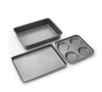 Morphy Richards Carbon Steel Bakeware Set - Non-Stick Yorkshire Pudding Tin, Oven Tray & Roasting Tin | Heavy Duty, Oven & Dishwasher Safe | Even Heat Distribution | 849000
