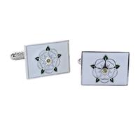 Yorkshire Rose Cufflinks - White Rose Of York Heraldy Shirt Cufflinks Presented in Onyx Art Cufflink Box
