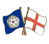 Yorkshire Rose & England Flags Friendship Courtesy Enamel Lapel Pin Badge