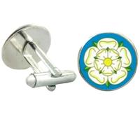 Yorkshire Rose Flag Shirt Cufflinks Dales Leeds Yorks Blue White Emblem Symbol