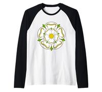 Yorkshire Rose White Rose of York English Wars of The Roses Raglan Baseball Tee