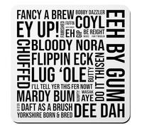 Yorkshire Sayings Mug Cup Coaster - Novelty Yorkshire Accent Words Funny Be Reight Chuffed Nora Ey Up! Duck Mardy Bum Flippn' Eck Home Kitchen Gift Present (White Prime)