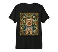 Yorkshire Silkie Terrier William Morris Style Floral Premium T-Shirt