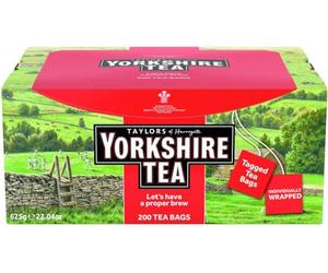 Yorkshire Tea, 200 Individually Wrapped & Tagged Tea Bags | Rainforest Alliance sourced, Assam African blend, string tag design, vegetarian suitable, 550 days freshness