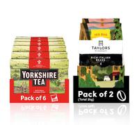 Yorkshire Tea Bundle (Total of 960 Tea Bags) + Taylors of Harrogate Rich Italian Coffee Beans (Total of 2kg) - Perfect for the Office