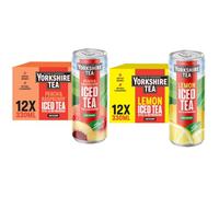 Yorkshire Tea Lemon & Peach and Raspberry Iced Tea Bundle, 330 ml (24-Pack) | 24 Cans of 330 ml, 2 Flavours, All Natural Flavourings, Made with Plenty of Yorkshire Tea, British Brewed and Ready to Drink