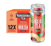 Yorkshire Tea Peach & Raspberry Iced Tea, 330 ml (Pack of 12)