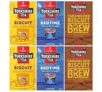 Yorkshire Tea Variety Pack x40 Tea Bags, Flavours Inc. Malty Biscuit Brew, Decaf Bedtime Brew and Caramelised Biscuit Brew (Pack of 6, Total 240 Tea Bags)