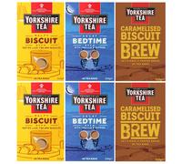 Yorkshire Tea Variety Pack x40 Tea Bags - Malty Biscuit Brew, Decaf Bedtime Brew and Caramelised Biscuit Brew (Pack of 6, Total 240 Tea Bags)