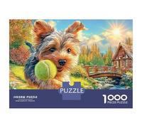Yorkshire Terrier 1000 Piece Extra Thick Cardboard Jigsaw Puzzle for Adults，cute Pet Dog，Ultra Difficult Brain Training Fun Present Activity Wall Decor 38x26cm/1000pcs