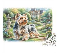 Yorkshire Terrier 1000 Piece for Adults Women: Silky Terrier at Garden House Fun And Challenging Family Game & Gift 38x26cm/1000pcs