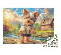 Yorkshire Terrier 1000 Piece Jigsaw Puzzle Silky Tiny Charming Yorkshire Terriers Decorative Paper Puzzle for Wall Art Display, Relaxing Focus Game And Family Time 52x38cm/1000pcs