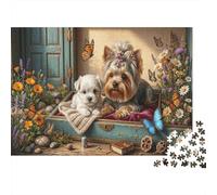 Yorkshire Terrier 1000 Piece Jigsaw Puzzle Vintage Chest Concentration Training Leisure Time Wall Decor Framed Art 38x26cm/1000pcs