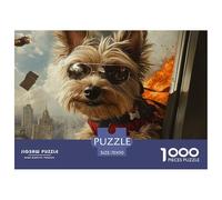 Yorkshire Terrier 1000 Piece Puzzle Age 12+ for Adults Animal with Extra Fun Challenges Colourful Home Decoration Randomly Shaped 70x50cm/1000pcs