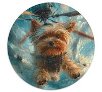 Yorkshire Terrier 1000 Piece Round Puzzle Animals Pets Cute Relaxing Activity Stress Relief Puzzle for Families Home Decor Creative Challenge 1000pcs (67.5x67.5cm)